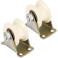 Haofy Rodillo de Puerta Corredera- 2 Piezas 50 mm Rueda de Pista de Acero en Forma U- para Puertas Correderas- Máquinas…